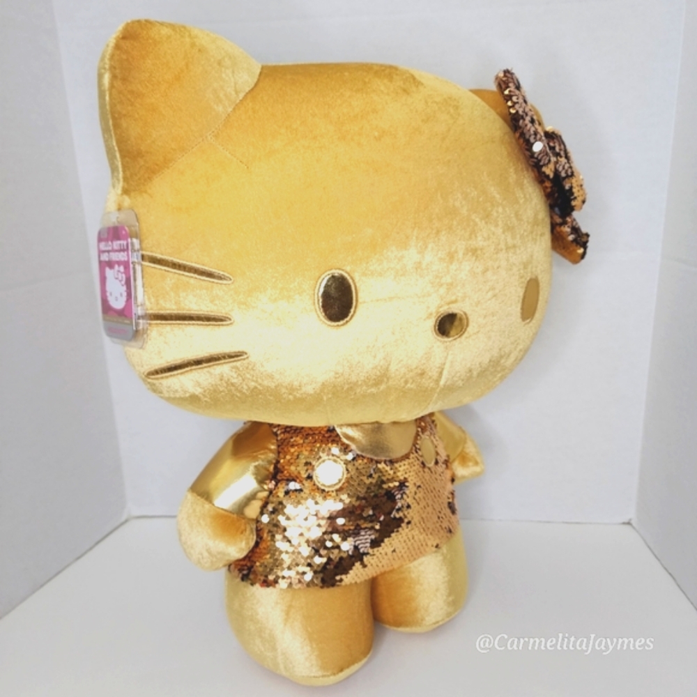 HELLO KITTY 😺 24" Gold Sequin ✨️ Limited Edition Sanrio Plush 1 of 3k ☆ NWT ☆ - Picture 7 of 10